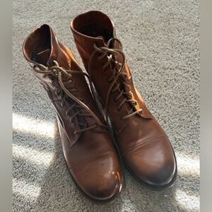 Frye Tan Leather Lace-Up Boots